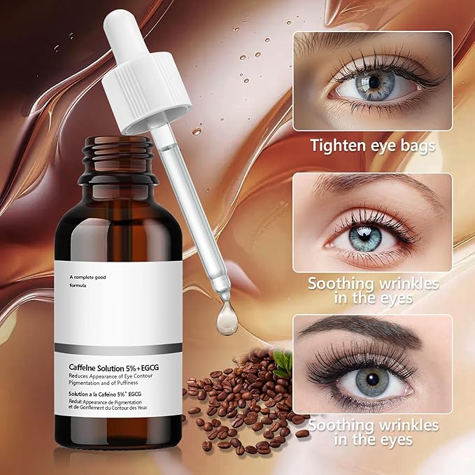 Caffeine Solution 5% + EGCG Eye Serum, 30ML Moisturizing Caffeine Eye Serum, Targets Dark Circles & Puffiness, Smooths Fine Lines-VivaGrace Women