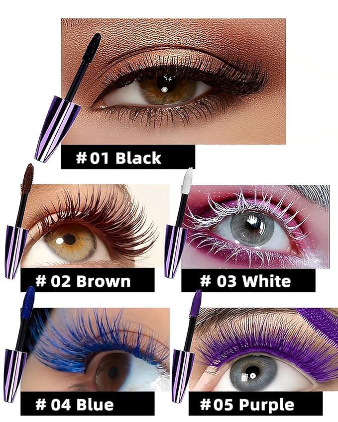 5D Blue Mascara Volume and Length,Longlasting Waterproof Smudge-proof Colored Mascara for Eyelashes,Volumizing Lengthening Curling rimel de pestañas,Cosplay Party Stage Use,Makeup Gift for Women Girl