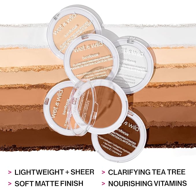 wet n wild Photo Focus Dewy Liquid Foundation Makeup Soft Beige & Bare Focus Clarifying Finishing Powder Fair-Light-VivaGrace Women