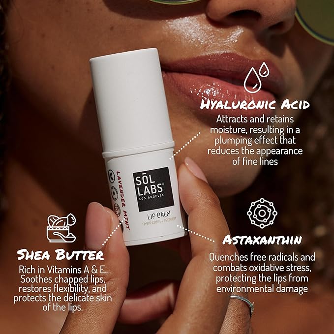 SPF 15 Lip Balm Sunscreen, Shea Butter Intensive Hydration, Revitalizing Antioxidants, Zinc UV Protection, Reduces Lip Lines, Oversized 11g Tube, Rejuvenating Lavender Mint-VivaGrace Women