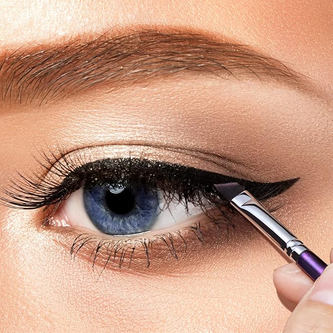 Eyeliner Brush Fine Angled - PRO Precision Gel Eye Liner Makeup Brush -Ultra Thin Slanted Flat Angle - Premium Cruelty Free Synthetic Bristles (E835 Purple)-VivaGrace Women