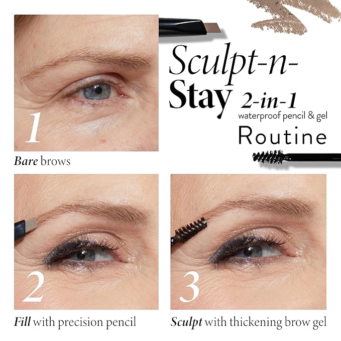 LAURA GELLER NEW YORK Sculpt-n-Stay Waterproof Brow Pencil & Gel- Dark Brown-VivaGrace Women