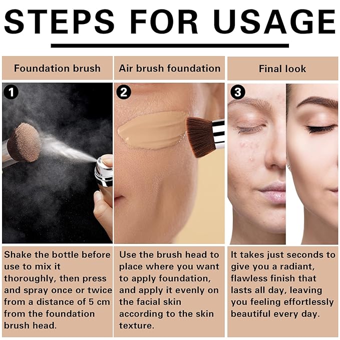 Airbrush Makeup Foundation for Mature Skin Magic Minerals Lightweight Air Makeup Airbrush Makeup Setting Spray for Smooth Radiant Finish（03# Nude Color）-VivaGrace Women