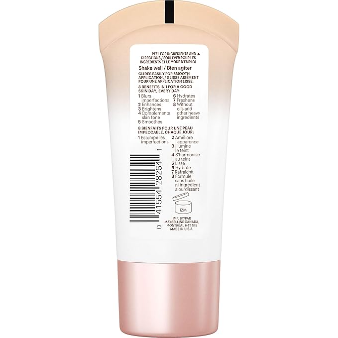 Maybelline Dream Fresh Skin Hydrating BB cream, 8-in-1 Skin Perfecting Beauty Balm with Broad Spectrum SPF 30, Sheer Tint Coverage, Oil-Free, Medium, 1 Fl Oz-VivaGrace Women