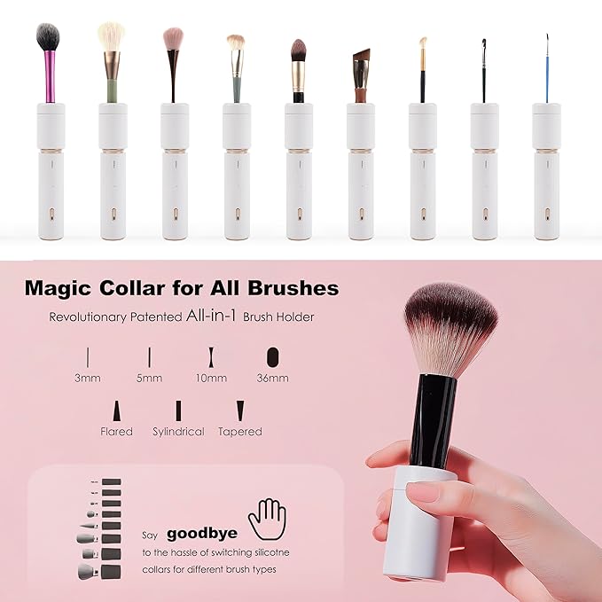 Electric Makeup Brush Cleaner & Dryer Machine, Upgraded Patented Universal Collar Fits 99% of Brush Shapes, Deep Clean & Quick Dry, Rechargeable & Portable for Travel & Home Use, Gift-VivaGrace Women
