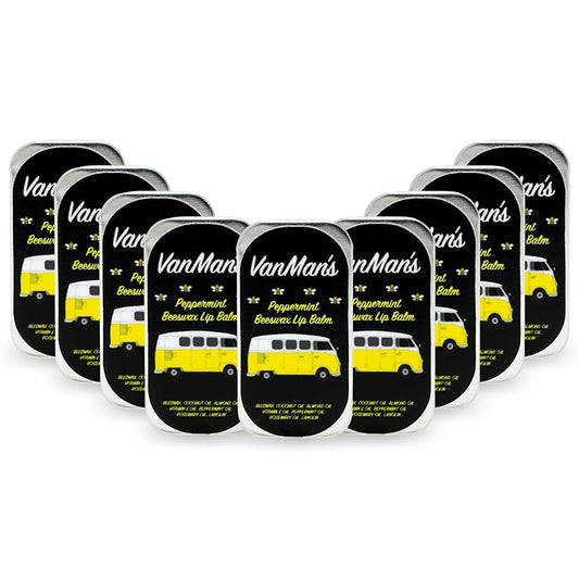 Vanman’s - Handmade Peppermint Beeswax Lip Balm (9 Pack) - Peppermint Lip Balm with Rosemary, Almond and Coconut Oil - Bee Balm with Vitamin E - Peppermint Balm Ideal for Dry Lips-VivaGrace Women
