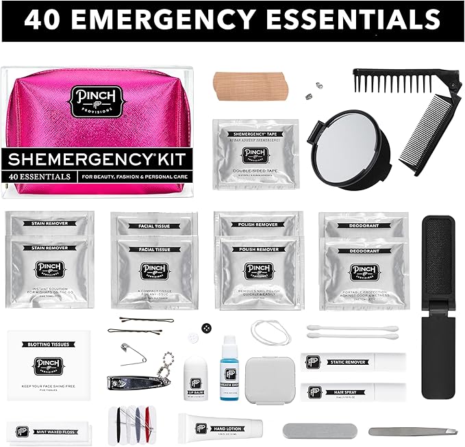 Pinch Provisions Shemergency Kit for Her, 40 Emergency Essential Items, Compact, Multi-Functional Pouch, Gift for Women, Birthday, Bachelorette Parties, and More!-VivaGrace Women