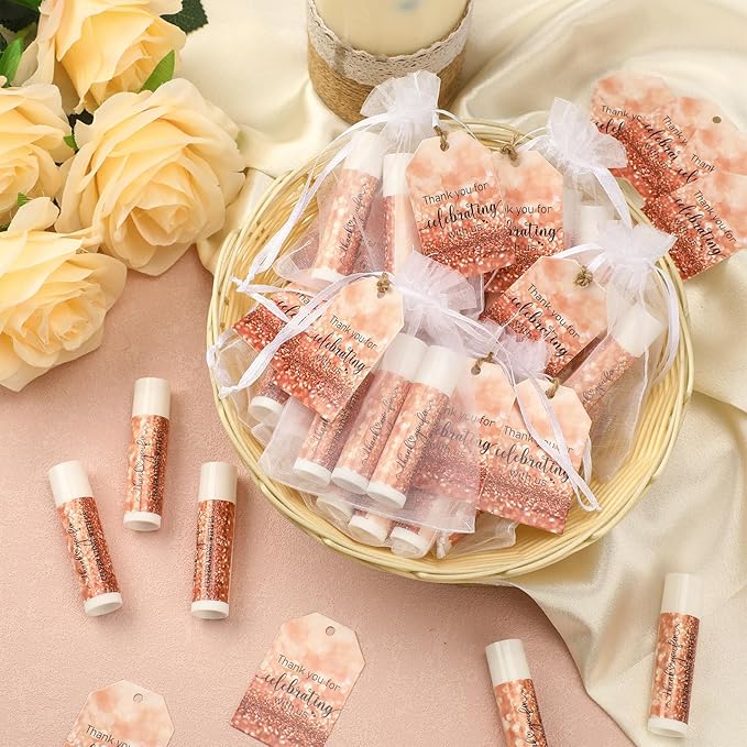 Dunzy 50 Pack Bridal Shower Favors Gifts Bulk Lip Balms Wedding Bachelorette Favors Baby Shower Favors Prizes Souvenirs Thank You Appreciation Gifts for Guests Women Men Coworker Staff-VivaGrace Women