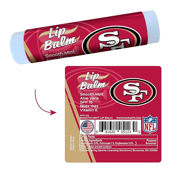 FANMATS 34738 San Francisco 49ers Smooth Mint SPF 15 Lip Balm-VivaGrace Women