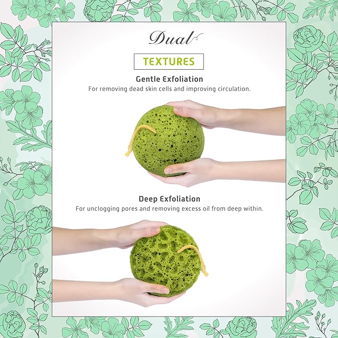 Spongentle Deep Cleansing Body Loofah Sponge, Natural Colors, for Bath and Shower, Multiple Textures for Gentle and Deep Exfoliation, Generous and Rich Lather, (Pack of 3)-VivaGrace Women
