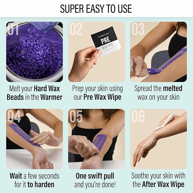 Tress Wellness Waxing Kit for Sensitive Skin – Safe for Face & Skin, Prep & Aftercare Spray, Easy to Use – At-Home Kit for Face, Bikini, Brazilian & Full Body – Black, No Display-VivaGrace Women