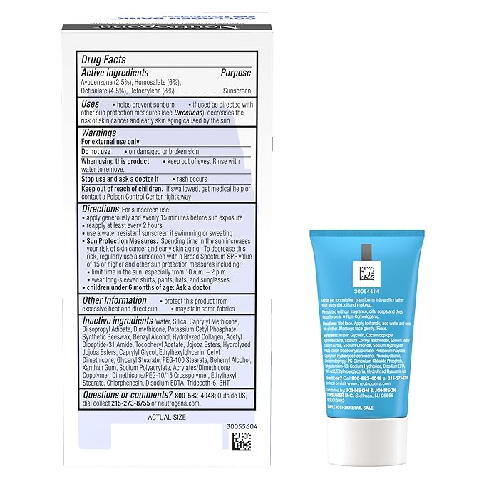 Neutrogena Collagen Bank Face Moisturizer, Broad Spectrum SPF 30 Anti-Aging Face & Neck Collagen Cream, Micro-Peptides, No White Cast 2 fl oz & Trial Size Hydro Boost Facial Cleanser, 0.5oz