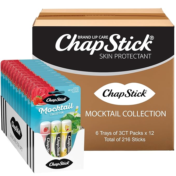 ChapStick Bulk Lip Balm Mocktail Collection, Lip Care Tubes, 0.45 oz, 216ct case-VivaGrace Women