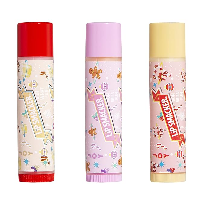 Lip Smacker Holiday Christmas 3 pcs Flavored Lip Balm Tin Original & Best (Pack of 2)-VivaGrace Women
