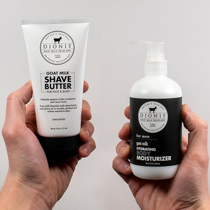 Dionis Goat Milk Skincare Men's Bath & Body Gift Set - Shea Butter & Jojoba Oil Shave Butter For Sensitive Skin, Protects Against Irritation & Razor Burns - Unscented Hydrating Moisturizer For Men-VivaGrace Women