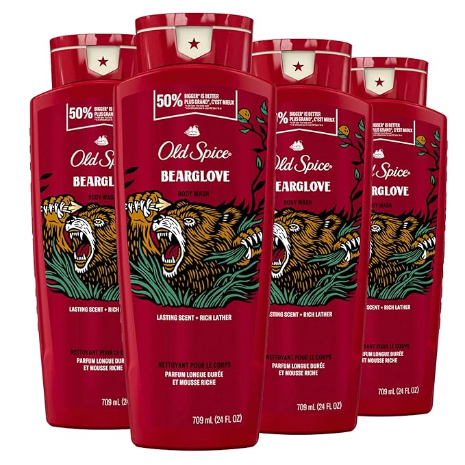 Old Spice Body Wash for Men, Bearglove, Long Lasting Lather, 24 fl oz (Pack of 4)-VivaGrace Women