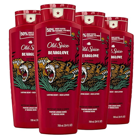 Old Spice Body Wash for Men, Bearglove, Long Lasting Lather, 24 fl oz (Pack of 4)-VivaGrace Women