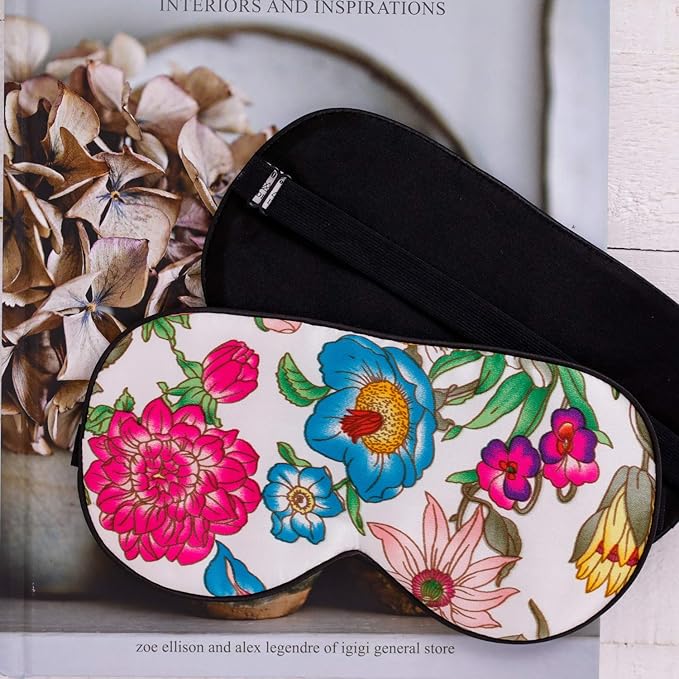 100% Pure Silk Eye Mask Sleep Eye Mask Eye Cover Eyeshade Sleeping Eye Mask Printed Colors (#10)-VivaGrace Women