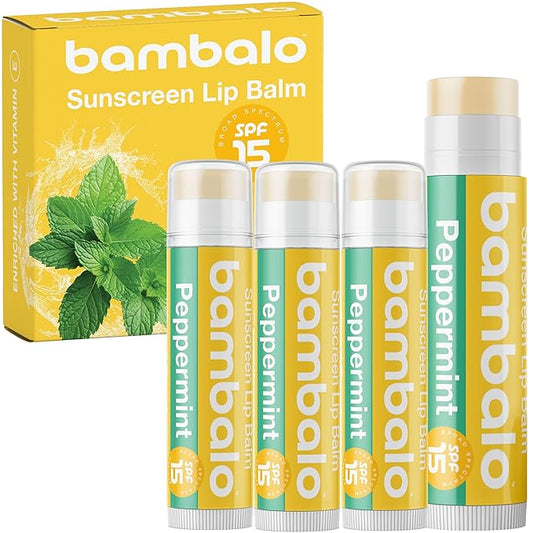 4-Pack Peppermint SPF 15 Lip Balm - Organic Ingredients, Broad Spectrum UVA/UVB Protection - Hydrating & Moisturizing, USA Made-VivaGrace Women