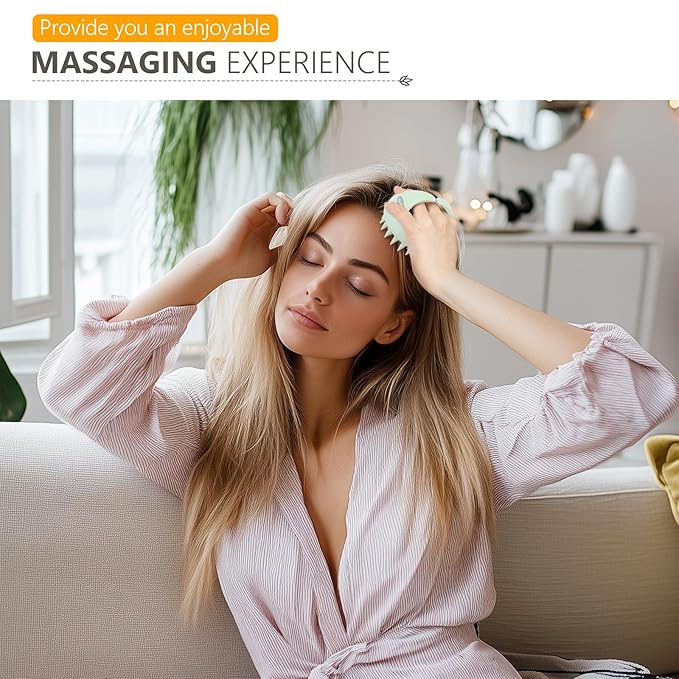 Sndyi Scalp Massager Shampoo Brush, Scalp Scrubber with Soft Silicone Bristles, Scalp Exfoliator for Dandruff Removal, Scalp Massager for Hair Growth, Wet Dry Hair Brush for Scalp Care, Green-VivaGrace Women