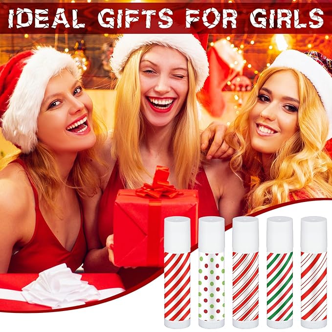 50 Pcs Christmas Peppermint Lip Balms Gifts Bulk Holiday Stocking Stuffers Holiday Treat Gifts Stuffer Goodie Christmas Party Supplies for Kids Women Men-VivaGrace Women