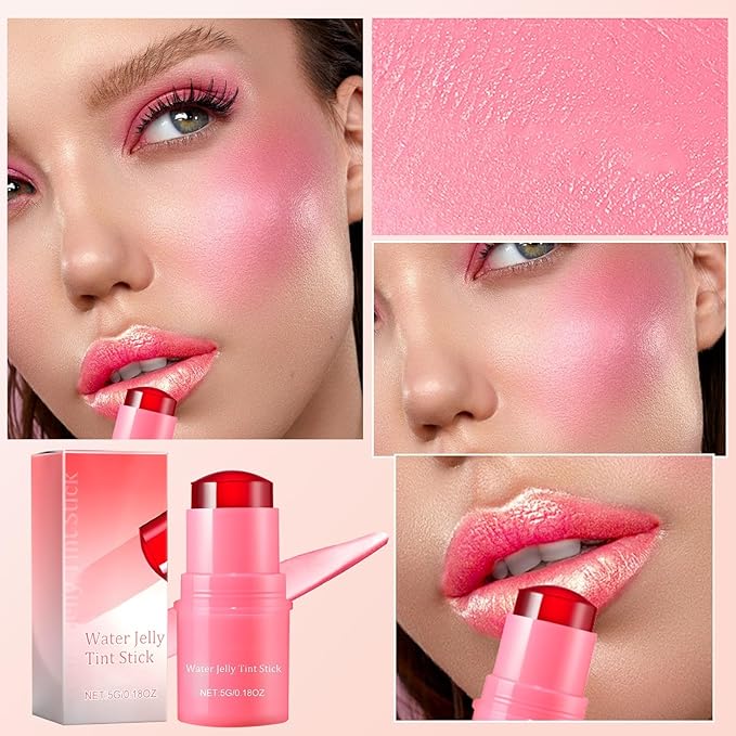 Milk Jelly Blush Cooling Water Jelly Tint, Milk Jelly Tint Jelly Blush Stick, Milk Lip And Cheek Stick, Sheer Lip & Cheek Stain, Jelly Tint Makeup (Red, Free Size)-VivaGrace Women
