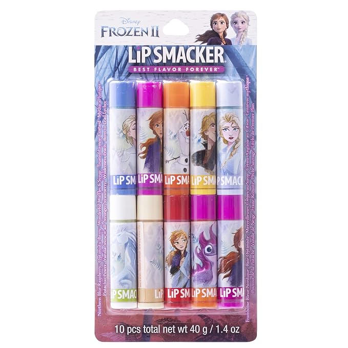 Lip Smacker Disney Frozen 2 Party Pack - 10 Moisturizing Lip Balms, Clear Matte, Hydrating & Protecting - Cruelty-Free- Frozen 2-VivaGrace Women