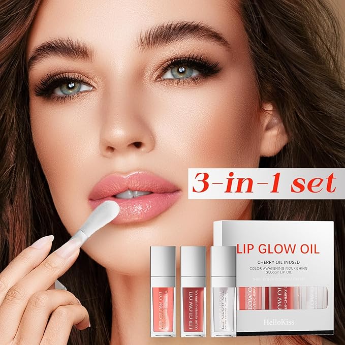 Lip Glow Oil Long Lasting Plumping Transparent Lip Balm Moisturizing Lip Oil Repairing Lip Lines and Prevents Dry Cracked for Lip Care and Dry Lips (Set-B)-VivaGrace Women