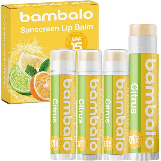 4-Pack Citrus SPF 15 Lip Balm - Organic Ingredients, Broad Spectrum UVA/UVB Protection - Hydrating & Moisturizing, USA Made-VivaGrace Women
