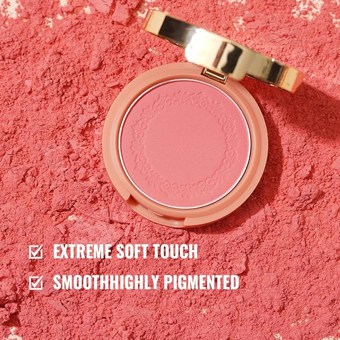 Oulac Yellow Pink Blushers for Cheeks Fair Skin Vegan,Mineral Powder Blush,Rich Colors, Buildable Blusher, Easy to Blend,Vegan,4,8g 13 Petal Blossom-VivaGrace Women
