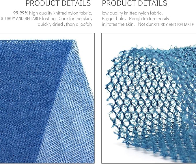 UJFQBH 3 Pieces African Bath Sponge African Net Long Net Bath Sponge Exfoliating Shower Body Scrubber Back Scrubber Skin Smoother,Great for Daily Use (Blue)-VivaGrace Women