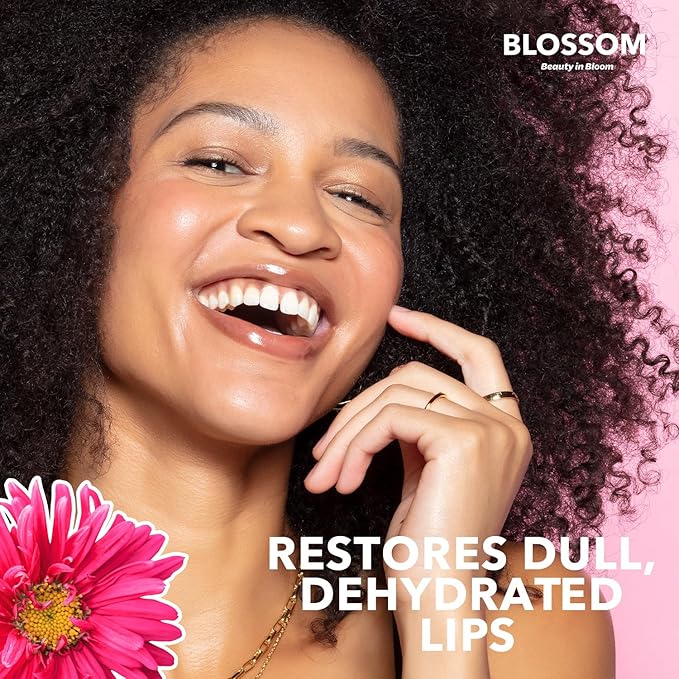 Blossom Moisturizing and Hydrating Shimmer Sparkle Lip Oil with Olive Oil + Grape Seed Oil, Infused with Real Flowers, 3g, Watermelon-VivaGrace Women