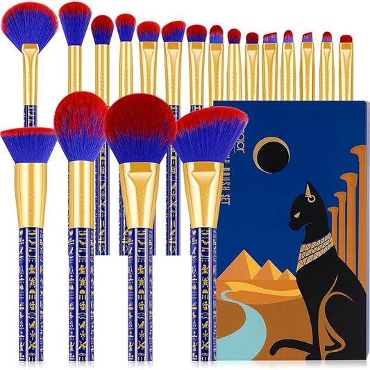 Docolor Makeup Brushes 19Pcs Makeup Brush Set Premium Gift Synthetic Powder Kabuki Foundation Contour Blush Concealer Eye Shadow Blending Liner Make Up Brush Kit, Ancient Egyptian Series-VivaGrace Women