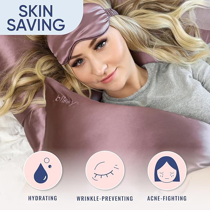 Blissy Silk Pillowcase - 100% Pure Mulberry Silk - 22 Momme 6A High-Grade Fibers - Silk Pillow Cover for Hair & Skin - Regular, Queen & King (Plum, King)-VivaGrace Women