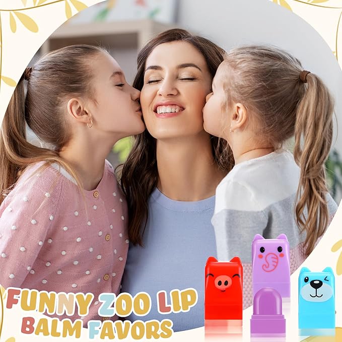 12 Pcs Farm Animals Birthday Lip Balm Gifts for Baby Shower Prizes Gift Baby Shower Favors Genger Reveal Gifts Zoo Theme Birthday Party Favors for Preschool Toddler Boy Girl Classroom Prizes-VivaGrace Women