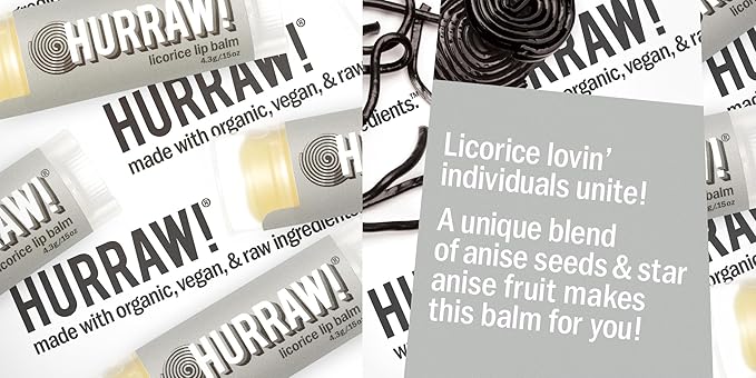 Hurraw! Licorice Lip Balm, 2 Pack: Organic, Certified Vegan, Cruelty and Gluten Free. Non-GMO, 100% Natural Ingredients. Bee, Shea, Soy and Palm Free. Made in USA-VivaGrace Women