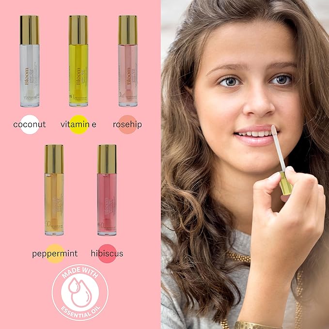 Expressions 5pc Lip Oil Set - Bloom Your Lips Style Essentials Lip Oils, Lip Healing Lip Oil Collection with Precision Applicator Wand | Moisturizing for Everyday Lip Care and Lip Repair (DAISY)-VivaGrace Women