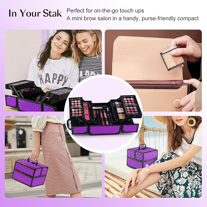 Color Nymph All in one Makeup Kit For Girls Teens, Makeup Set 4 Trays Spacious Space Train Case for Beginner with Eyeshadow Highlighter Lipgloss Blush Contour Concealer Brush Eyeliner Lipbalm-VivaGrace Women