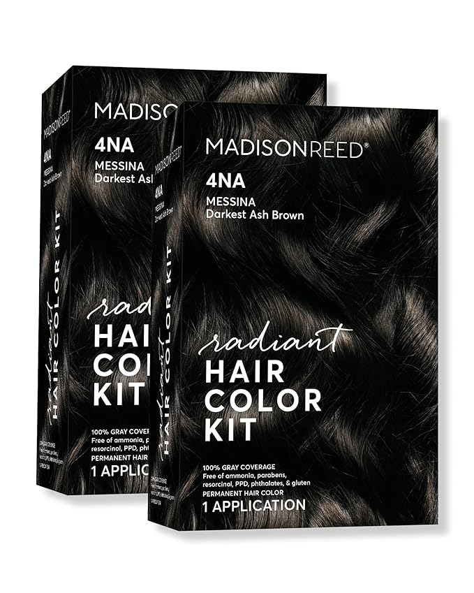 Madison Reed Radiant Hair Color Kit | 4NA Darkest Ash Brown (Messina Brown) for 100% Gray Hair Coverage | Salon Quality Permanent Hair Dye | PPD-Free & Ammonia-Free | (Packaging May Vary) 2 Pack-VivaGrace Women