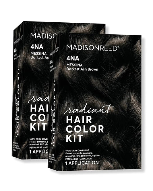 Madison Reed Radiant Hair Color Kit | 4NA Darkest Ash Brown (Messina Brown) for 100% Gray Hair Coverage | Salon Quality Permanent Hair Dye | PPD-Free & Ammonia-Free | (Packaging May Vary) 2 Pack-VivaGrace Women