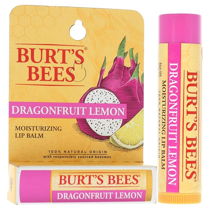 Burts Bees Dragonfruit Lemon Moisturizing Lip Balm Unisex 0.15 oz (I0115832)-VivaGrace Women