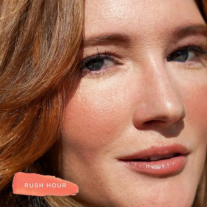 Tower 28 Beauty BeachPlease Cream Blush for Cheeks and Lips - Multi-Purpose Lip and Cheek Tint in Sun-Kissed Peach Blush - for Sensitive Skin – Color RUSH HOUR, Luminous Finish-VivaGrace Women