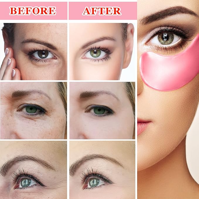 Eye Mask 60 pcs,Pink Collagen Under Eye Patches,Puffy Eyes and Dark Circles Treatments,Improve Reduce Under Eye Bags Smooth Wrinkles and Lighthen Fine Lines,Moisturizing,Improve and Firm eye Skin-VivaGrace Women