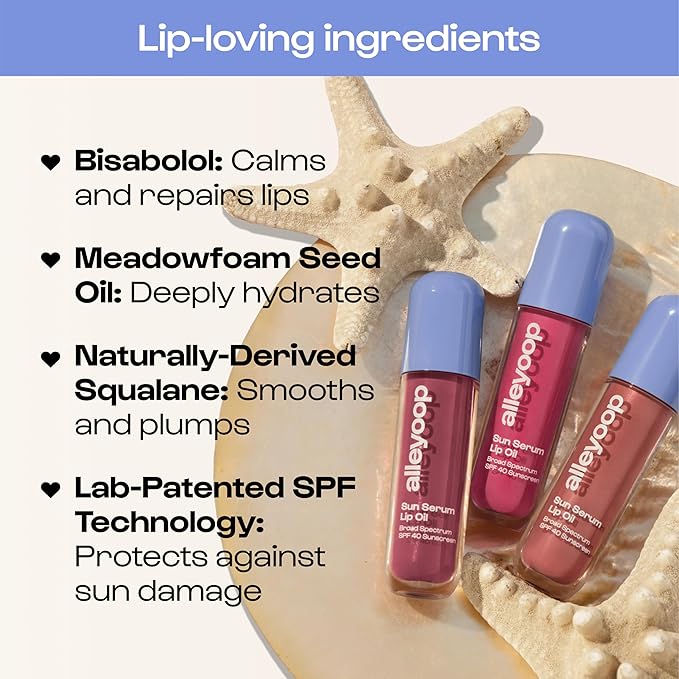 ALLEYOOP Sun Serum Lip Oil SPF 40 – Tinted Lip Oil with SPF, Hydrating Tinted Lip-Moisturizer for Women, Lips Sunscreen for Cracked Lips, Smooths & Soothes, Vegan, Travel-Friendly, Daylight-VivaGrace Women