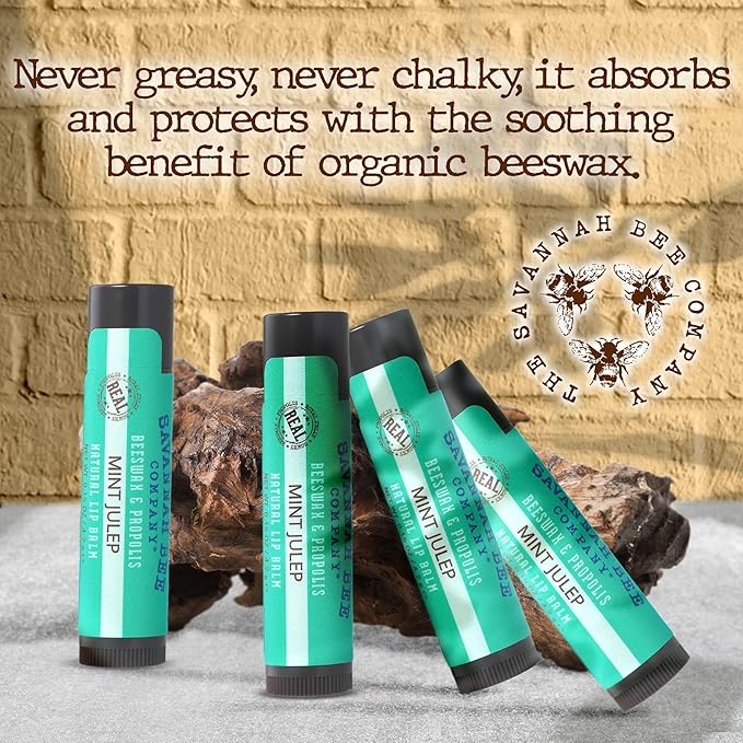 Savannah Bee Company Mint Julep Lip Balm, 0.15-Ounce (Pack of 4)-VivaGrace Women