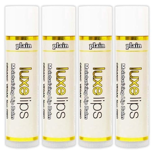 Luxe Beauty No-Beeswax, No-Petroleum Organic Lip Moisturizer for Very Dry Lips - For Sun/Wind Damage, Dryness & Chapping Lip Care – 4-Pack Hydrating Lip Care Products That Work Over/Under Lipstick-VivaGrace Women