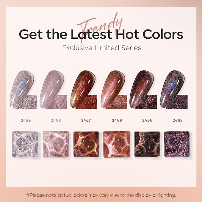 modelones Chameleon Gel Nail Polish Set, 6 Colors Fall Gel Polish Kit Nude Brown Glitter Shimmer Soak Off LED Nail Lamp Gel Nail Kit Home Gift DIY Salon For Women Girl-VivaGrace Women