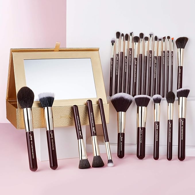Jessup Makeup Brushes Set Professional Makeup Brush Eyeshadow Blending Powder Foundation Blusher Concealer 25pcs with Cosmetics Storage Box, Zinfandel T285-VivaGrace Women