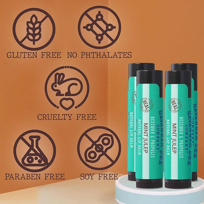 Savannah Bee Company Mint Julep Lip Balm, 0.15-Ounce (Pack of 4)-VivaGrace Women