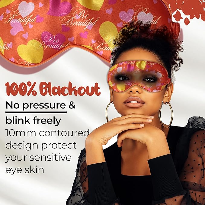 Luxury Sleep Mask – Soft, Adjustable Lightweight & Ultra Comfort-Perfect for Light Blocking Wake up Radiant-Orange-VivaGrace Women